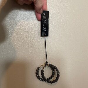 VENUS Dark Beaded Hoop Earrings
